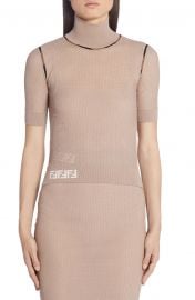 Short Sleeve Mesh Turtleneck Sweater at Nordstrom